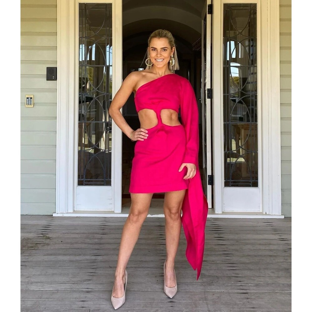 Cult Gaia Revolve Pink One-Shoulder Mini Dress - Picture 3 of 10